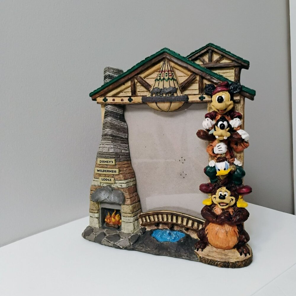 Disney Parks Wilderness Lodge Mickey & Friends Picture Frame 5x7 Photo Totem